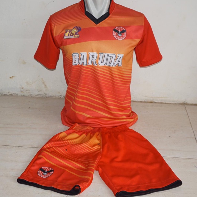 Jersey setelan motif proliga jakarta garuda merah
