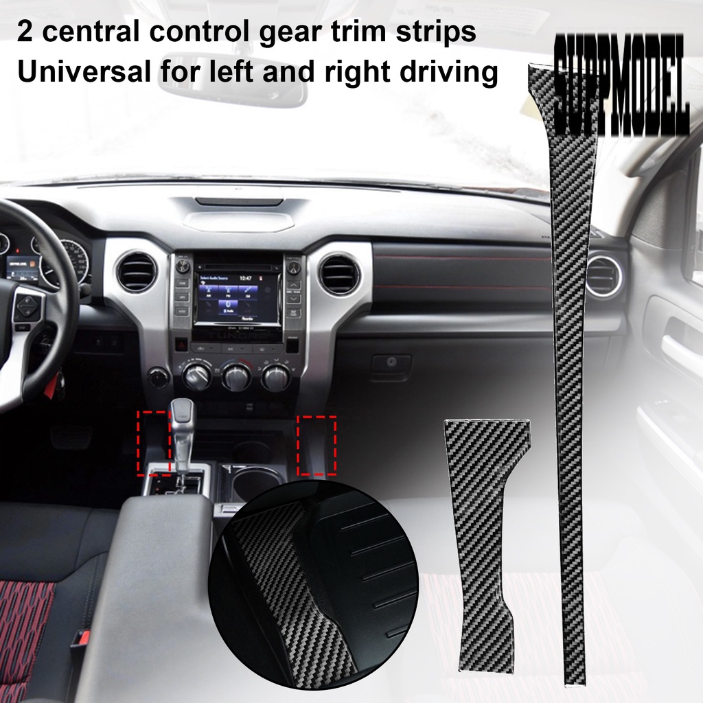 Suppmodelx &lt; 2Pcs / Set Stiker Strip Carbon Fiber Kuat Mudah Dipasang Untuk Dekorasi Interior Mobil Toyota Tundra 2014-2018