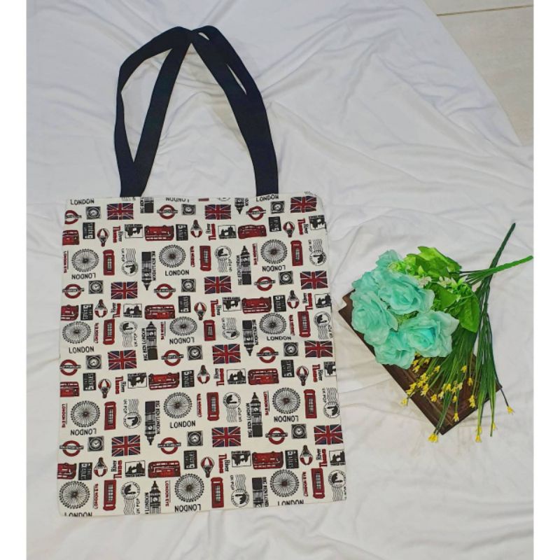 tas tottebag kanvas resletting tote bag