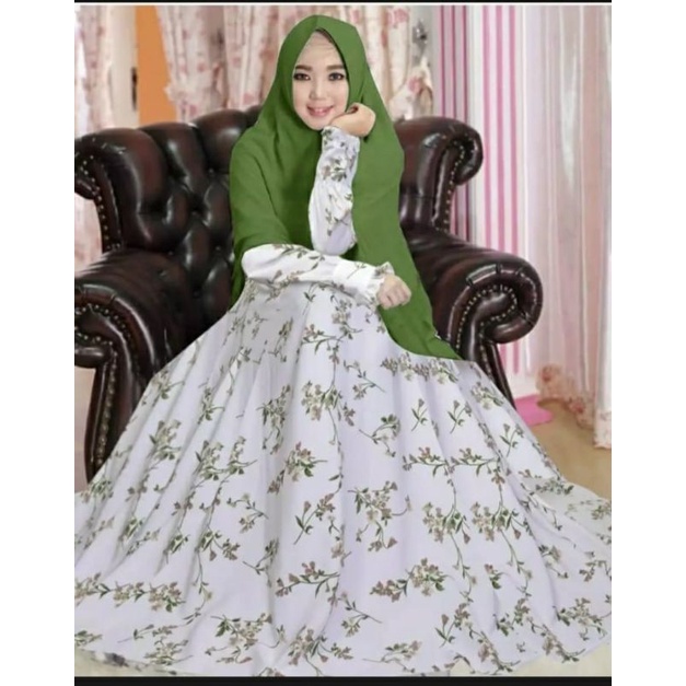 gamis set khimar.mini rose white