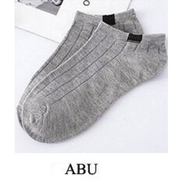 ☛BELIDEH☚ R103 Kaos Kaki Polos 6 Garis Unisex Fashion Wanita/Pria Kaos Kaki Import Murah Jakarta-ABU-ABU