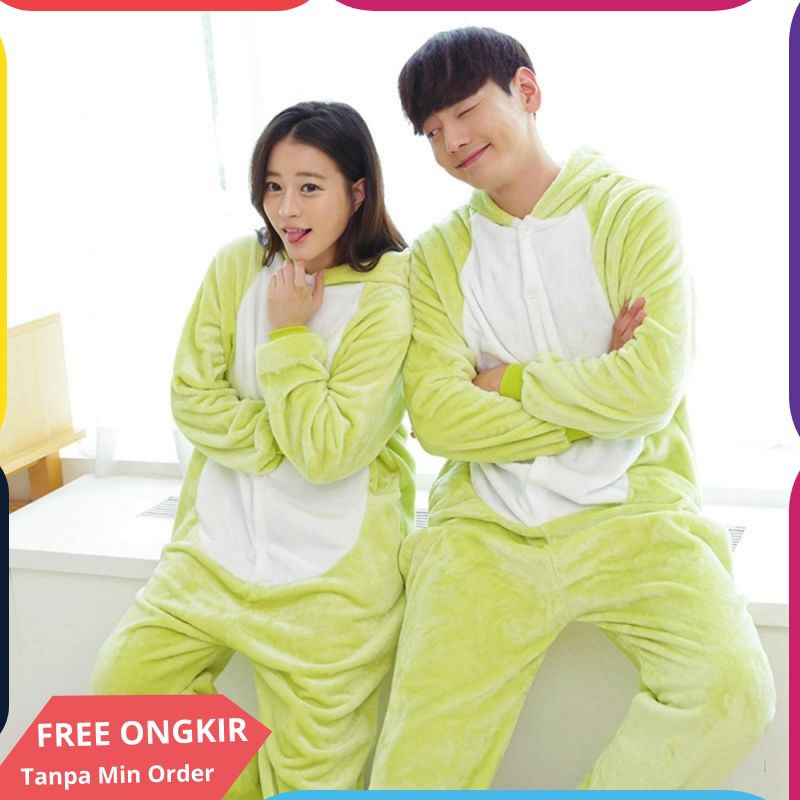 Hijau Katak Dewasa Kigurumi Onesie Wanita Hewan Kostum Fancy Lembut Cosplay Anime Onepiece Musim