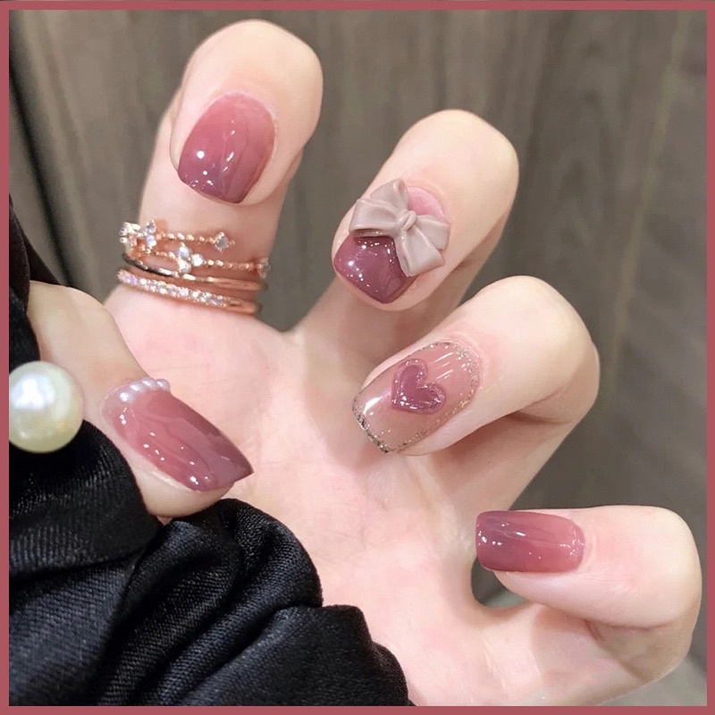 Kuku Palsu 【B115，lem cair】Nikah kuku Wedding False Nailart Pengantin Tangan