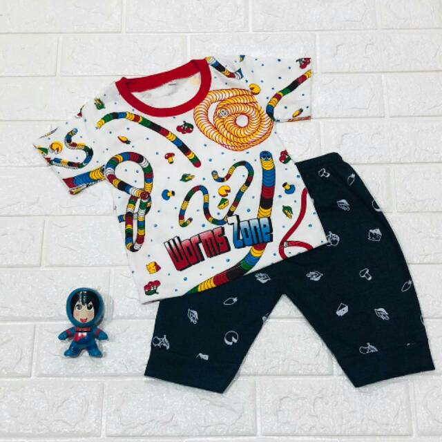 SETELAN BAJU  ANAK  USIA 6 24BULAN SPANDEX CACING KECIL  