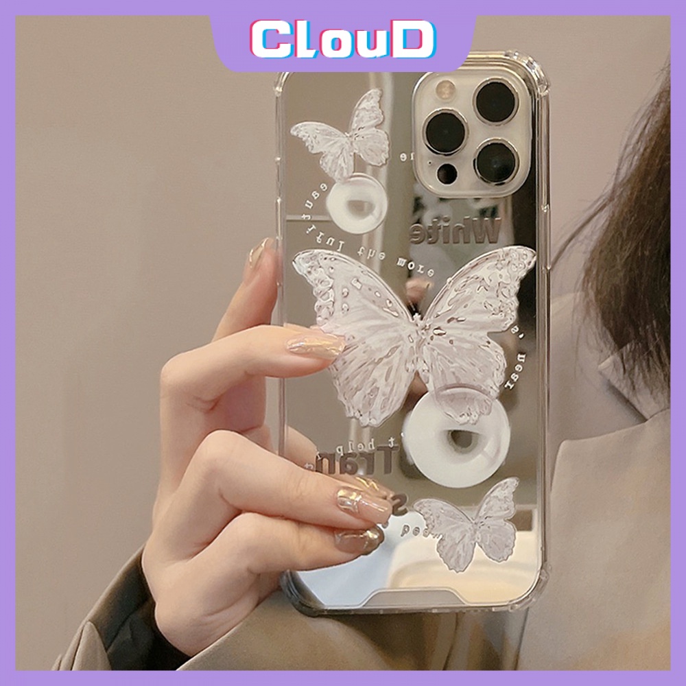 Soft Case Tpu Motif Kupu-Kupu Putih Untuk iPhone 11 XR 7Plus 8Plus X XS Max 12 13 11 Pro Max 7 8 SE 2020