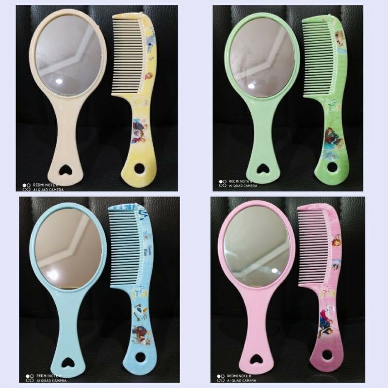 Sisir Set Kaca warna random / Kaca Set Sisir / Sisir Satu Set / Sisir Make Up Set/ sisir + kaca / si