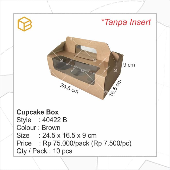 

Unik 40422 B TANPA INSERT | Box. Dus. Kemasan. Cupcake Box. Cake Box Diskon
