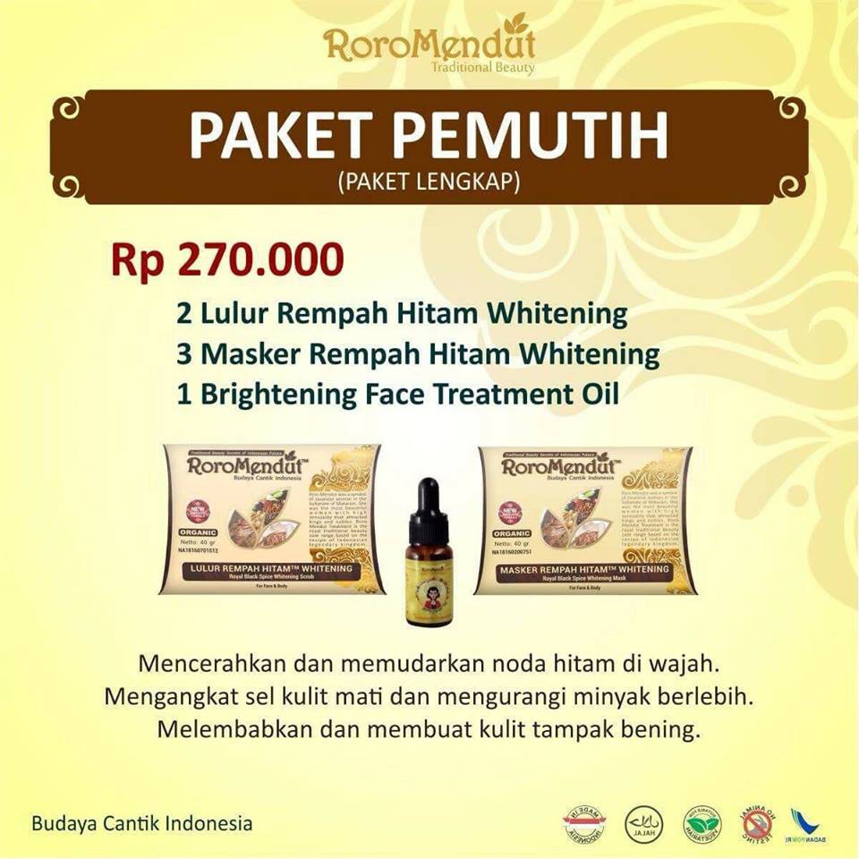 Roro Mendut - Paket Roro Mendut / Paket Pemutih / Whitening Roro Mendut