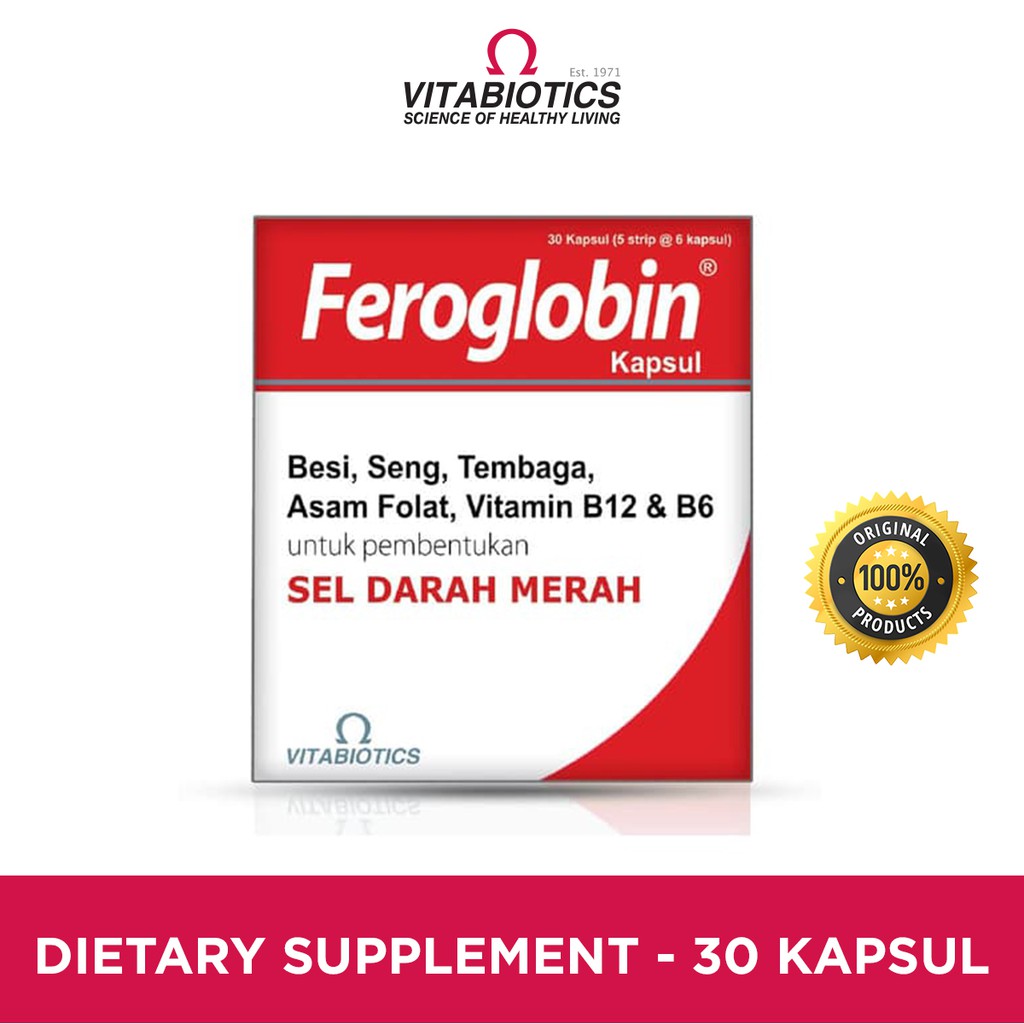 Vitabiotics Feroglobin Kapsul Suplemen Penambah Darah - 30 Kapsul