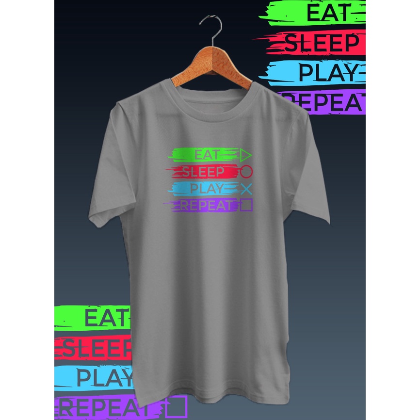 KAOS DISTRO PRIA&quot;EAT SLEEP PLAY&quot;/kaos distro cotton combed 30s/kaos lengan pendek