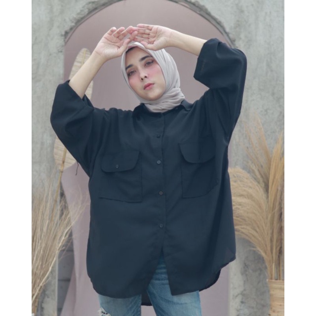 KEMEJA WANITA OVERSIZE POLOS K-2