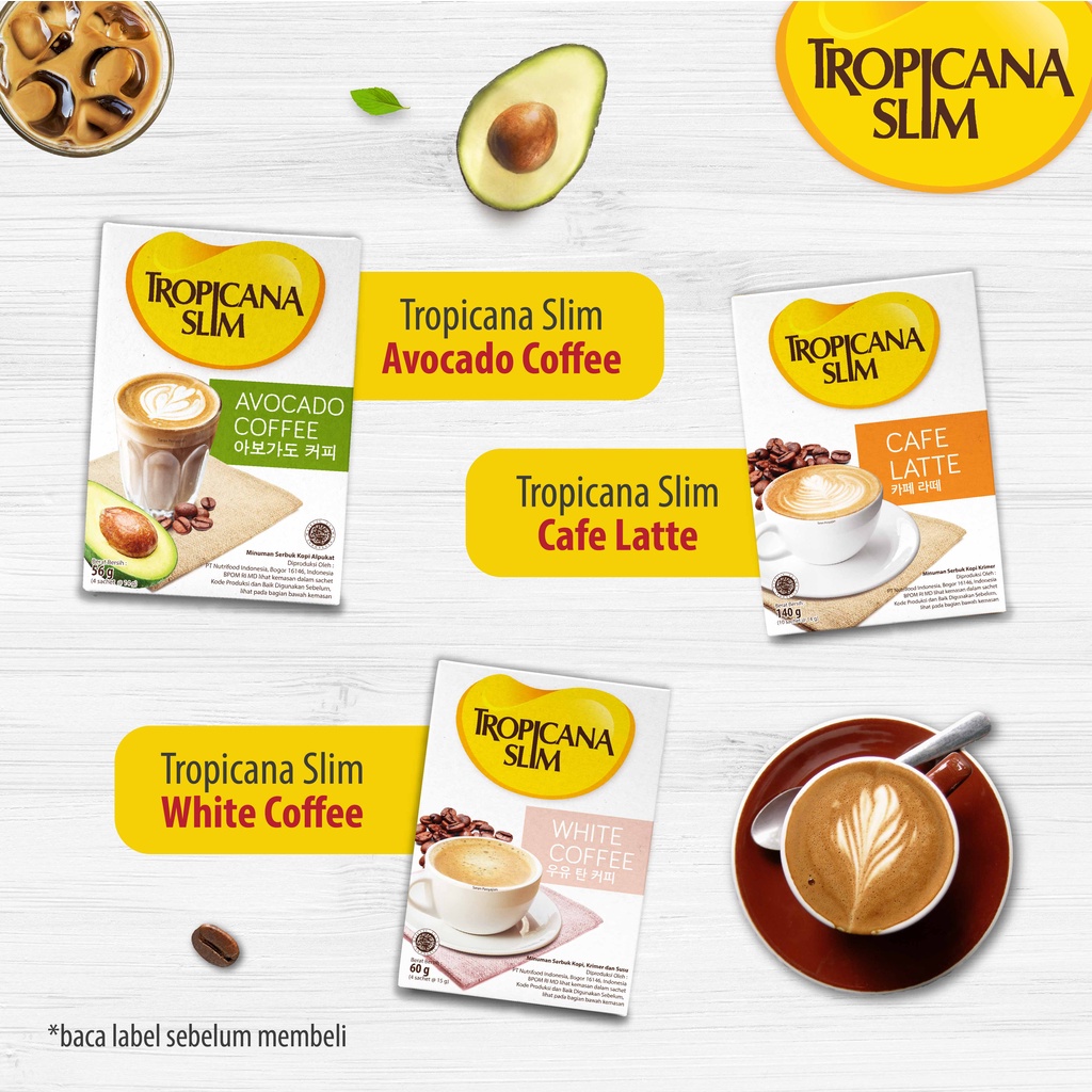 

Triple Pack - Tropicana Slim Cafe Latte 10 Sachet 14 Gram - Kopi Susu Nikmat Tanpa Gula Pasir Pasti
