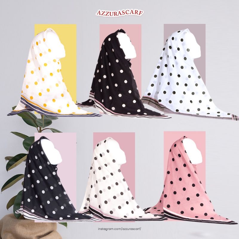 UNIFORM SERIES VOAL POLKADOT AZZURA SCARF HIJAB SEGI 4 HIJAB SEGI 4 VOAL HIJAB MOTIF BUTTON SCARF