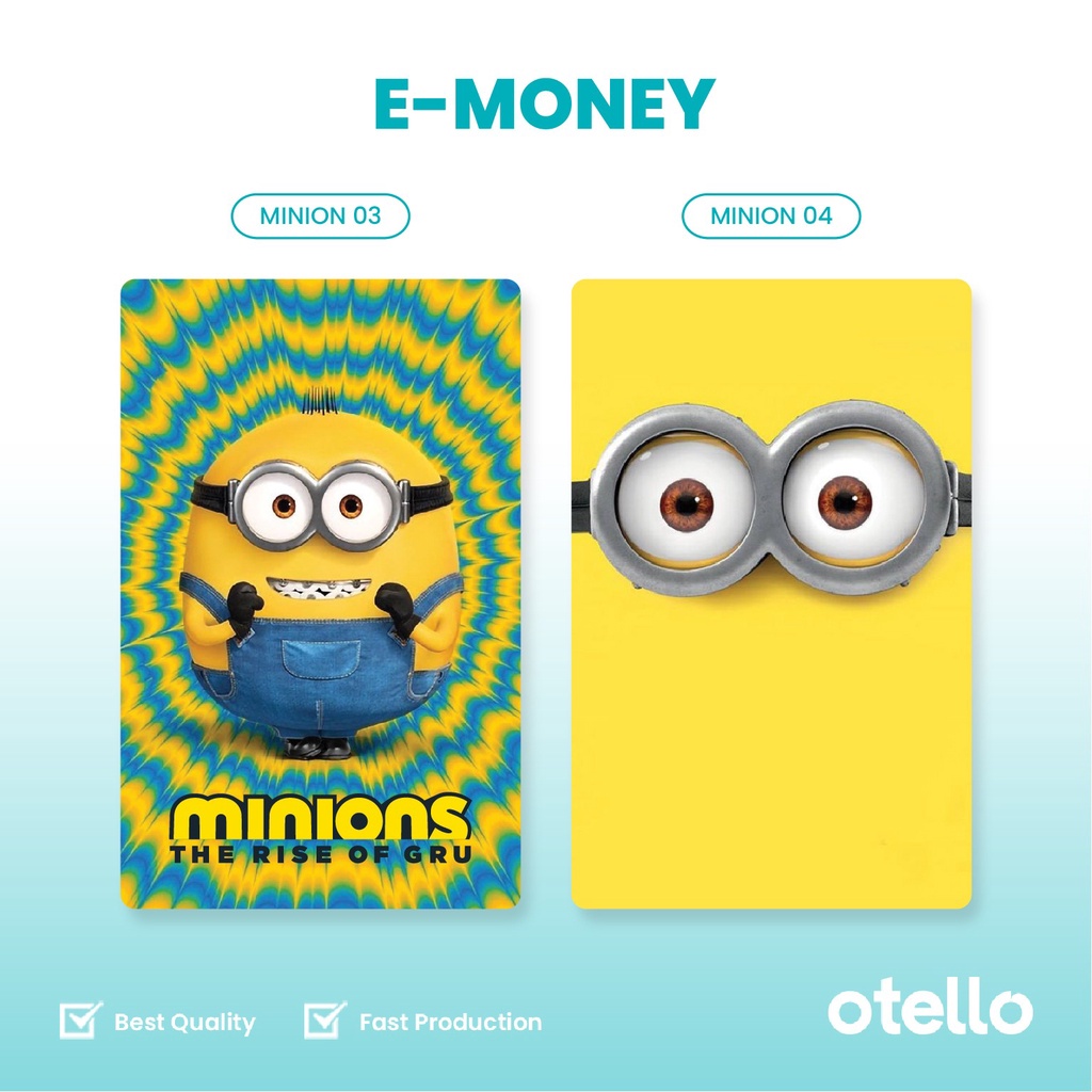 Otello eMoney Minions Kevin Stuart Bob Otto Kartu e-Money Mandiri Custom eToll Card UV Print