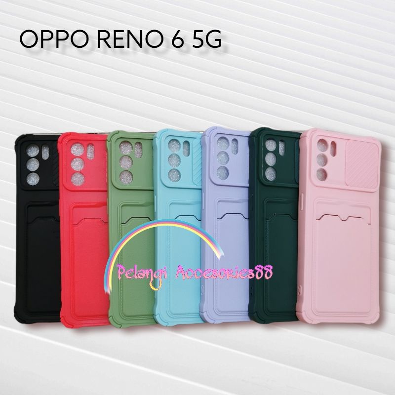 CASE OPPO RENO 6 5G SOFTCASE SLEDING WARNA WARNI SLOT CARD