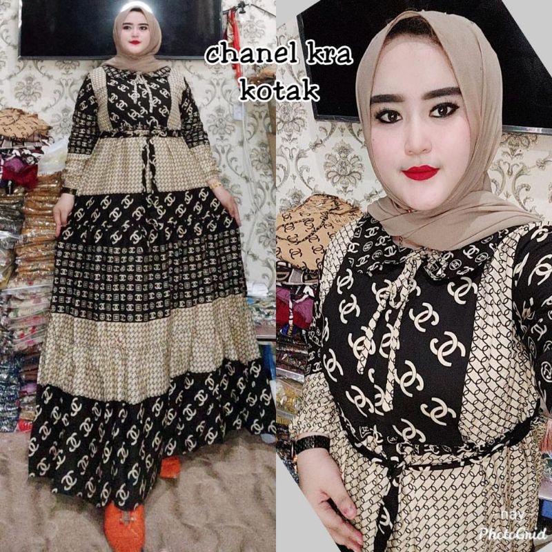 GAMIS CHENEL KOTAK KERAH LD 110CM