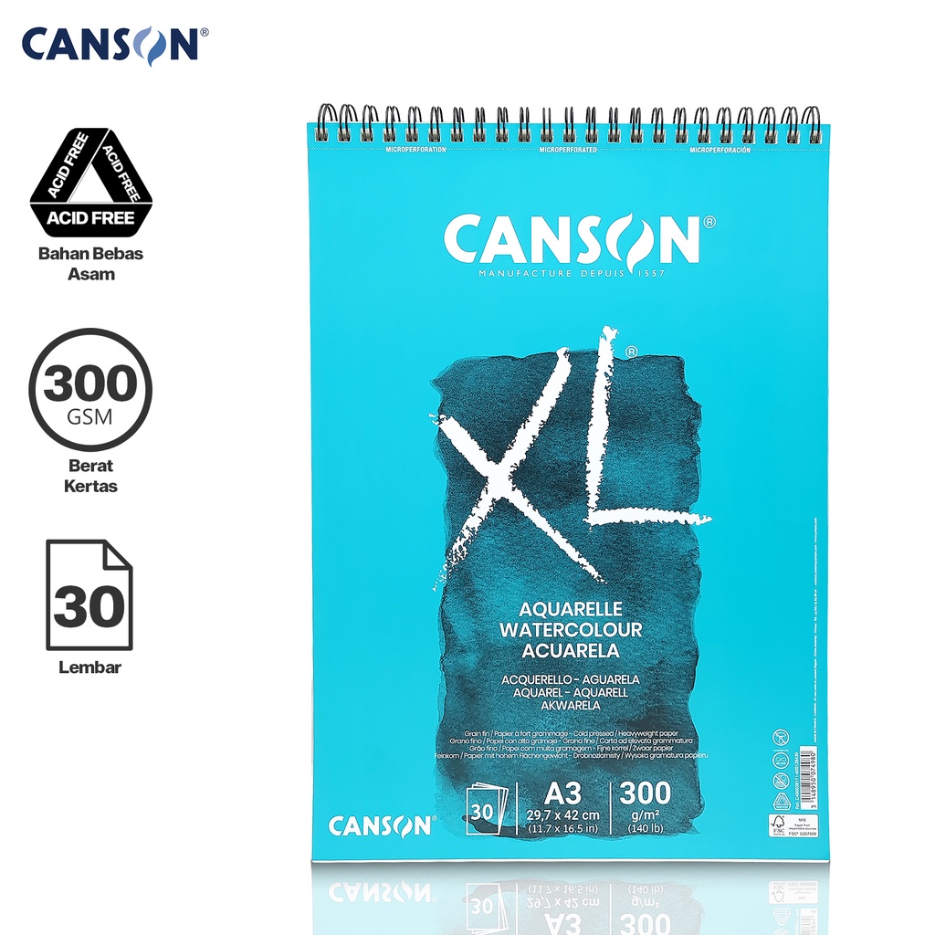 

CANSON XL Aquarelle Kertas Cat Air 30 Lembar Ukuran A3 Watercolor Pad Kertas Lukis
