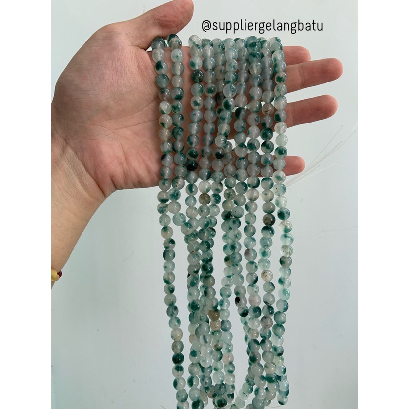 batu GIOK CINA 8mm JADE UKIR bahan gelang kalung NATURAL green akik