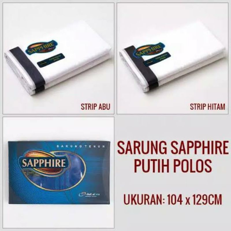 SARUNG SAPPHIRE PUTIH POLOS TUMPAL DAN TANPA TUMPAL/ SARUNG POLOS PUTIH/ SARUNG SAPPHIRE MURAH