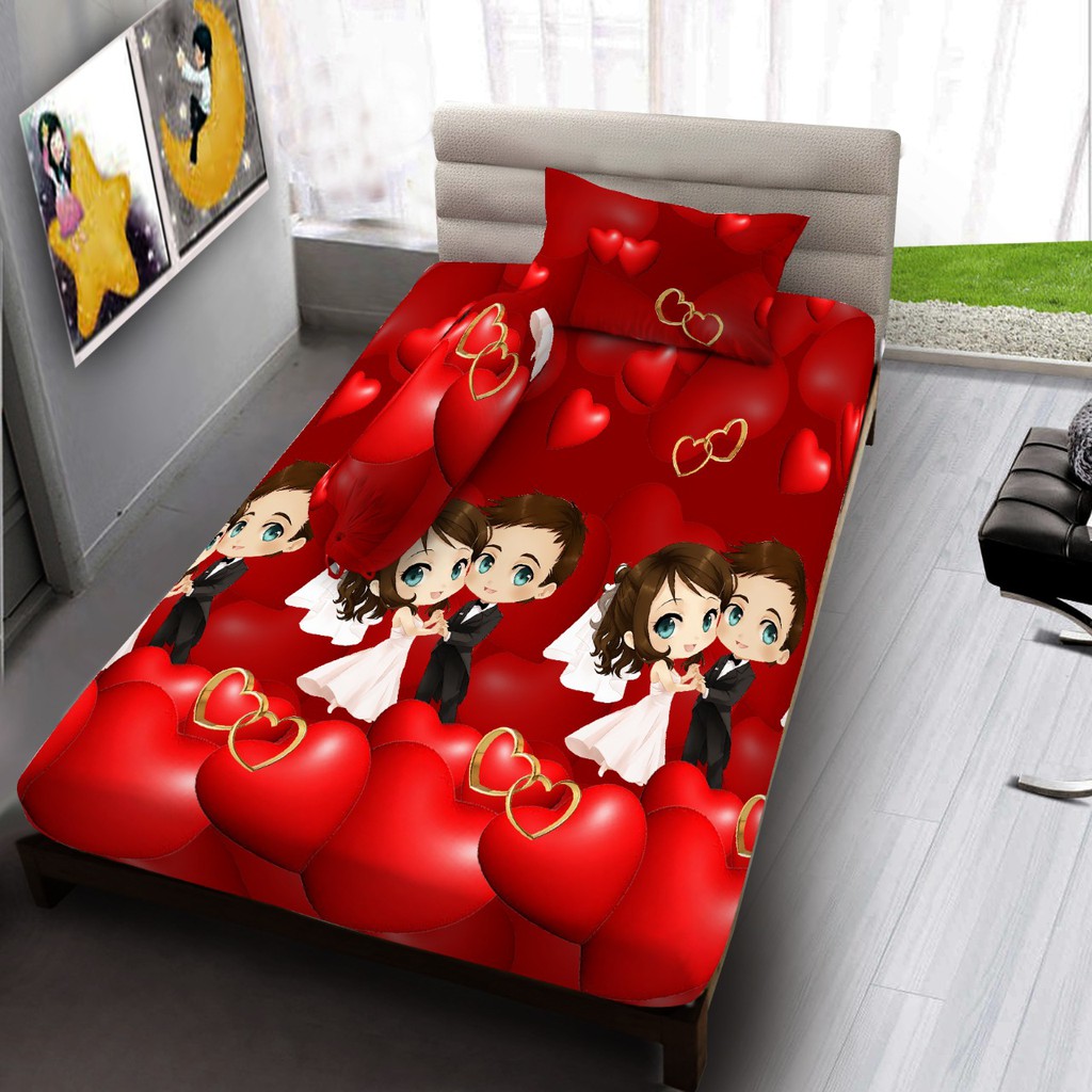 Sprei Diva Linen - Tinggi 30cm - HAPPY WEDDING - 120x200 (Single)