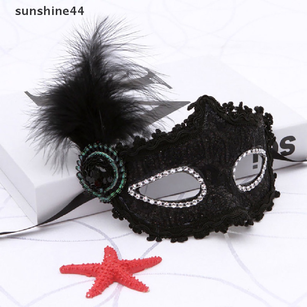 Sunshine Topeng Masquerade Wanita Sexy Dengan Bulu Untuk Natal / Halloween