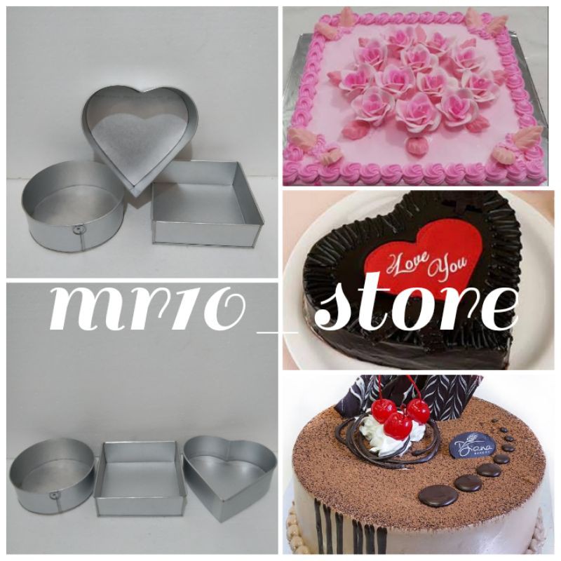 1 set 3 pcs loyang beda bentuk/loyang bentuk love/loyang bentuk kotak/loyang bentuk bulat