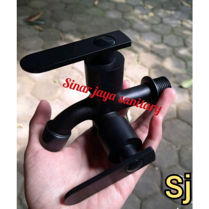 Kran tembok cabang black stainless / Kran cabang hand shower hitam stainless