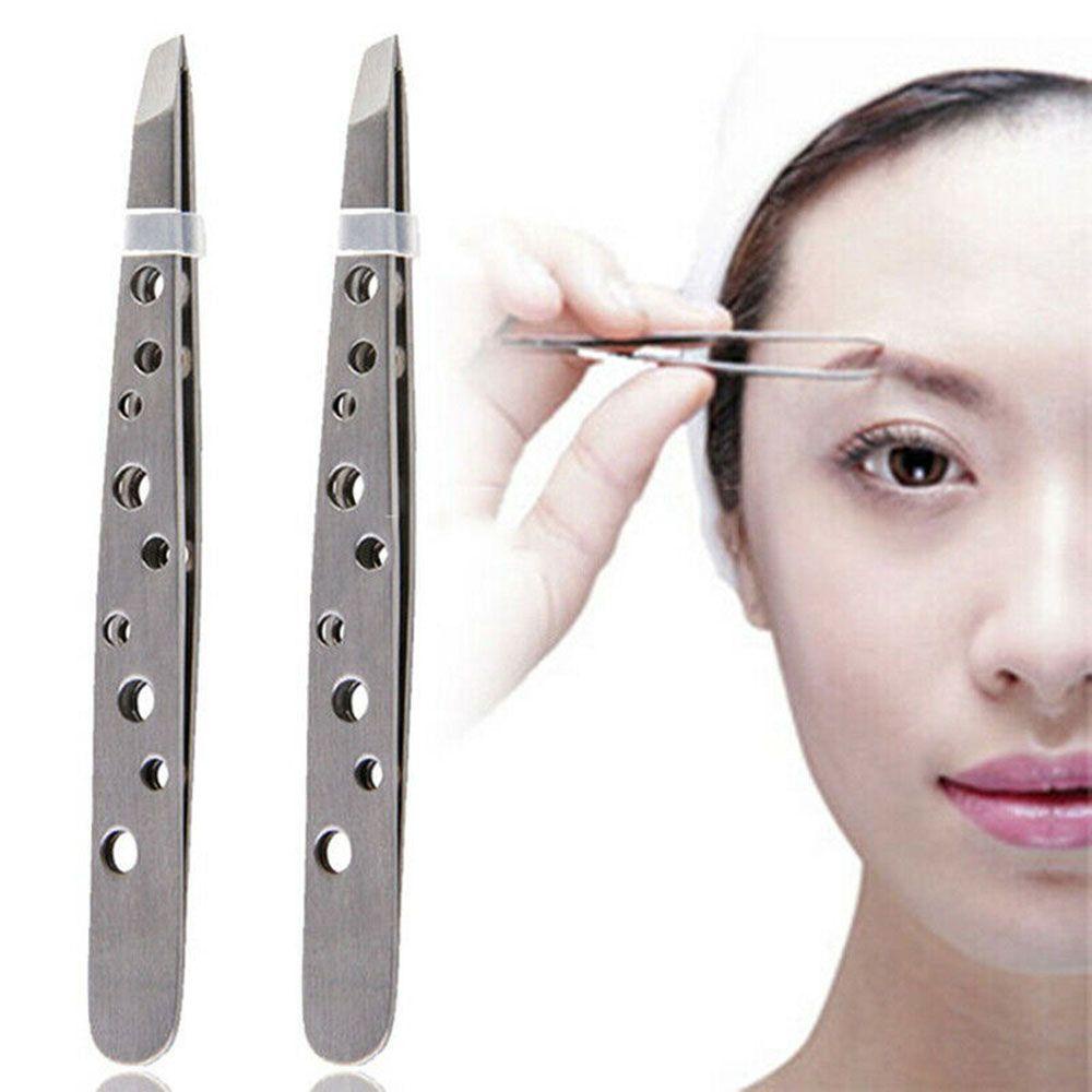 Rebuy Pinset Profesional Stainless Steel Jenggot Pinset Alat Makeup Klip Alis Bevel