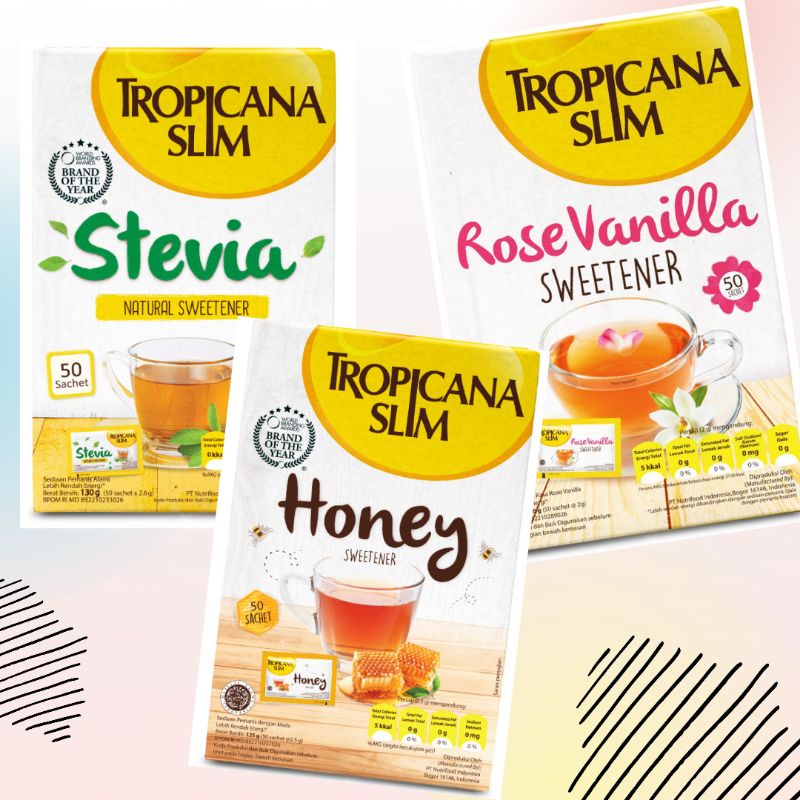 

Tropicana Slim Sweetener Stevia - Honey 50 sachet / 100 sachet - Pemanis Alami untuk Batasi Gula