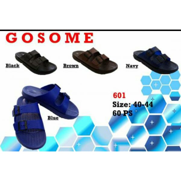 Sandal Pria Gosome 601 Premium Full Karet Awet Kuat Ringan Nyaman Model Garansi Original