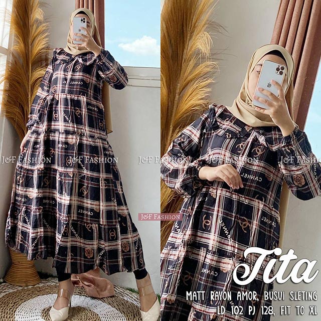 MIDI DRESS Wanita Matt Rayon Amor, Busui Sleting, Bahan Super Adem, Nyaman Aman Untuk Bumil Juga Fit
