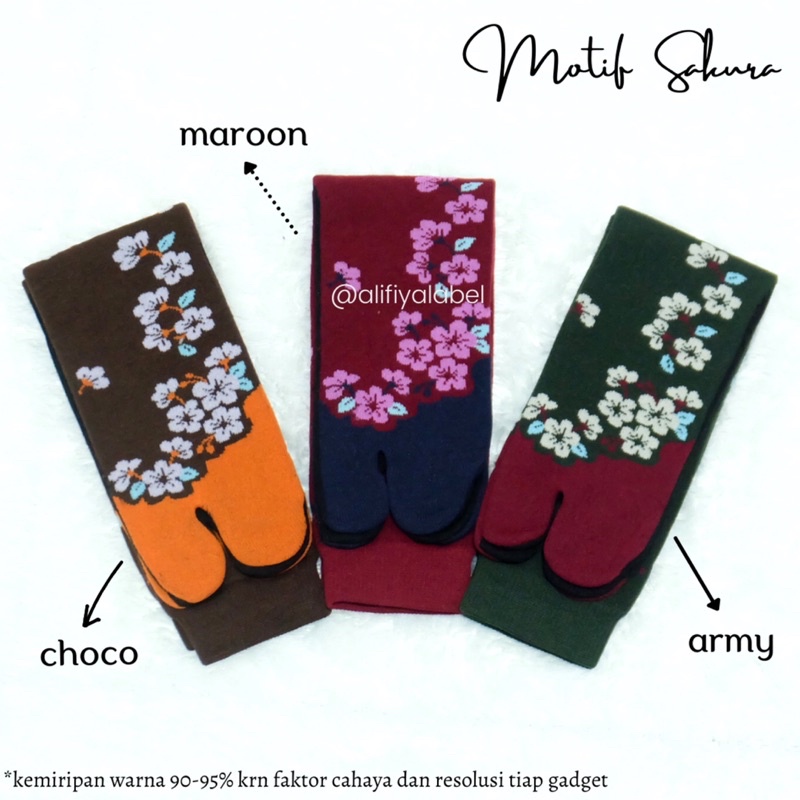 KAOS KAKI JEMPOL MUSLIMAH NILON “MOTIF SAKURA” by @alifiyalabel