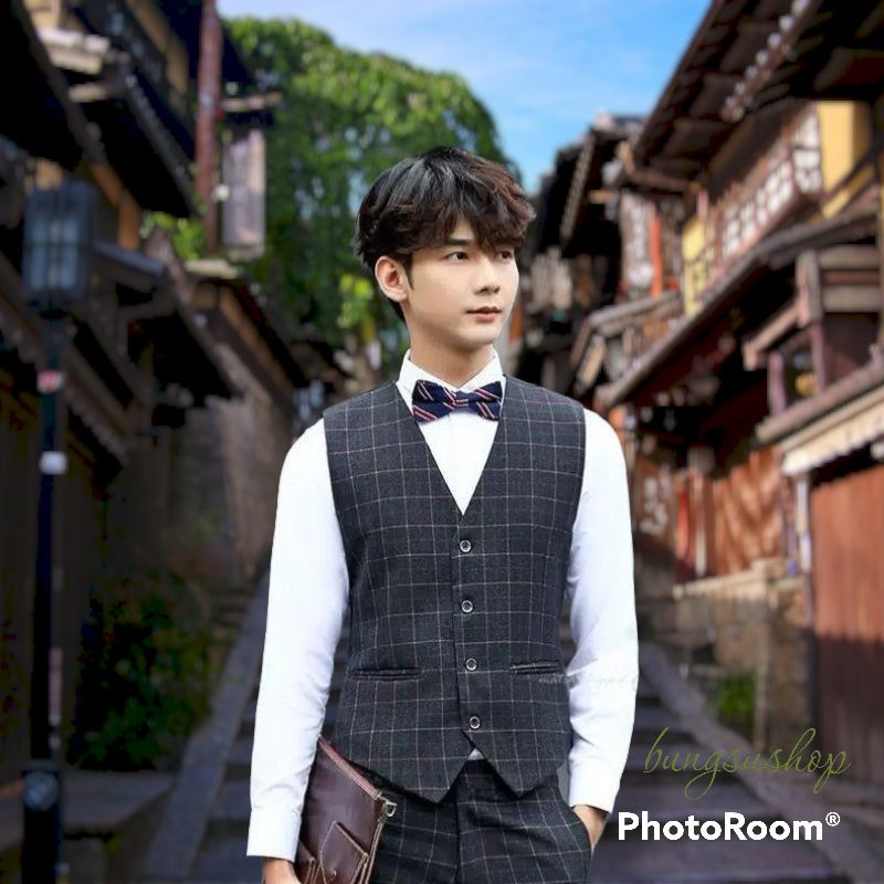 Vest Pria Kantor Motif Kotak / Rompi formal