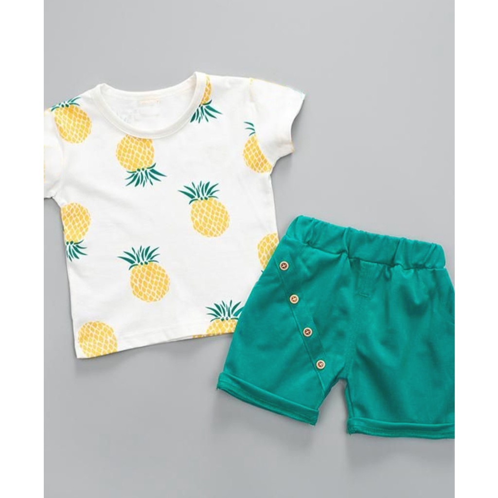 KALILA - PINE SUMMER Setelan Baju Anak Laki Laki Gambar Nanas