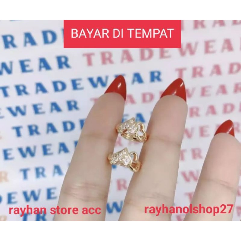 ANTING XUPING MOTIF LOVE MATA FULL PERMATA TERSEDIA UKURAN L DAN S, BUAT DEWASA DAN ANAK ANAK ANTI KARAT LAPIS EMAS GOLD