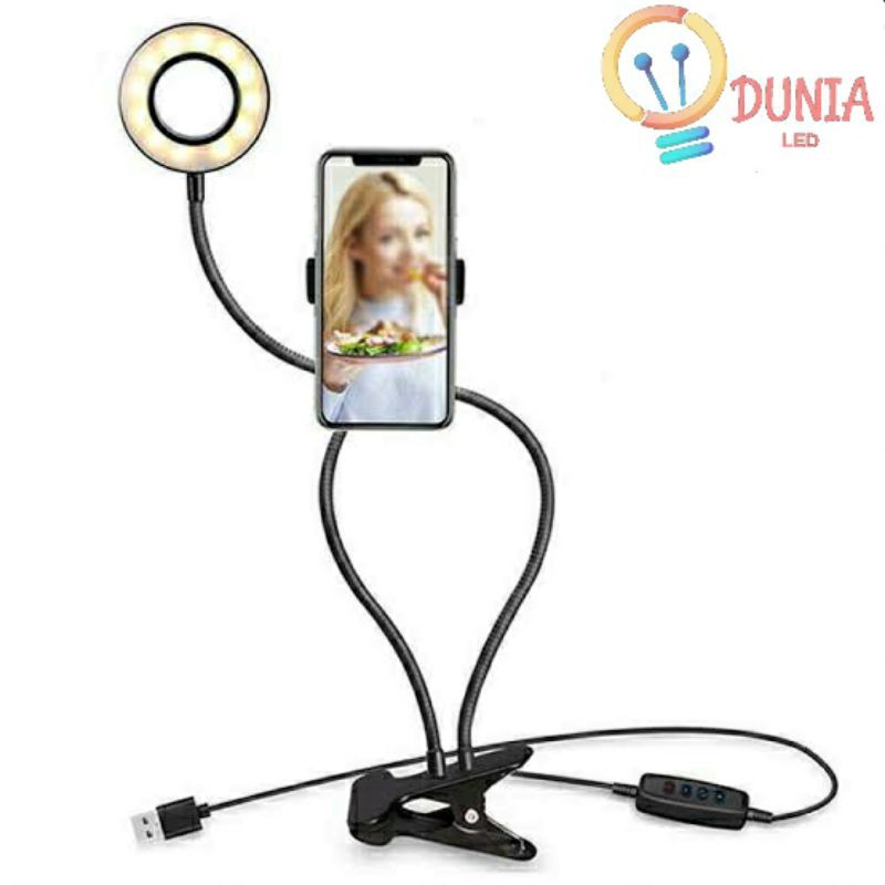 Ring Light / Lampu Jepit Meja / Lazy Pod Phone Holder