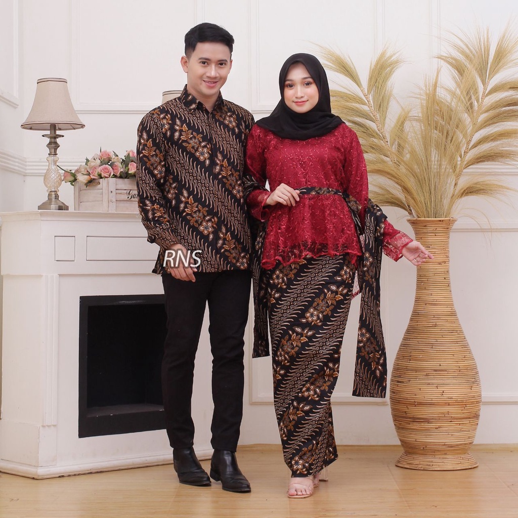 KHANSABATIK [ADA JUMBO] TERMURAH! JAWA 1 BATIK KEBAYA TERBARU COUPLE PASANGAN  BROKAT MODERN Tunangan Lamaran