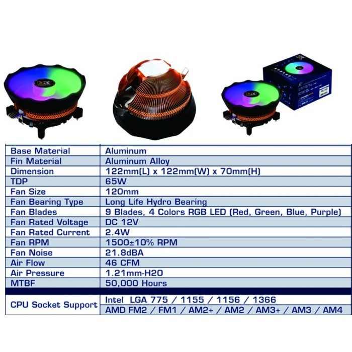 FAN PROC CPU AIR COOLER RGB XIGMATEK Apache PLUS