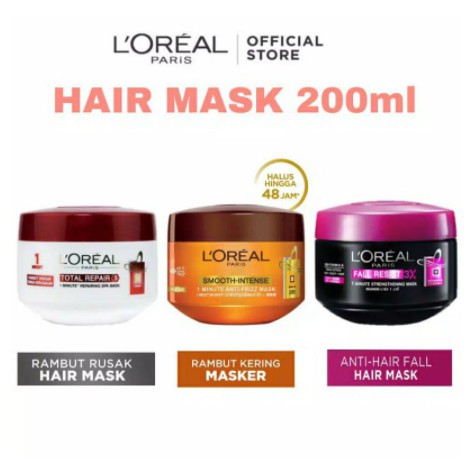L’oreal Paris Hair 200ml Masker Rambut Total Repair / Smooth Intense / Fall Repair 3x