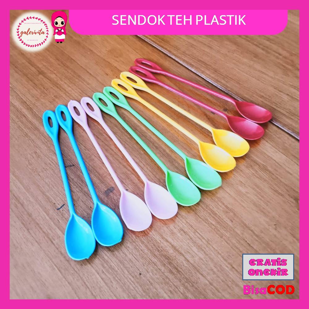 Sendok Teh Plastik Panjang / Sendok Teh Jus Minuman / Sendok Panjang Warna