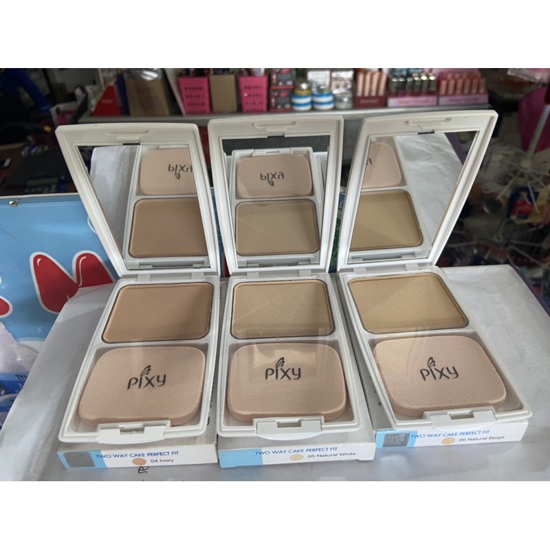 [ia.x]ada kaca -- pixy two way cake perfect fit + kaca -- bedak padat pixy + kaca