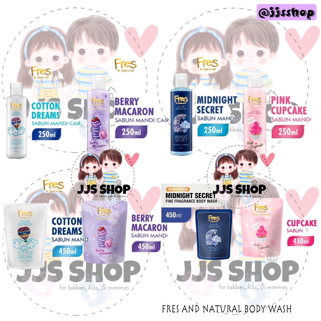 FRES & NATURAL BODY WASH BODYWASH 250ML BOTOL REFILL 450ML SABUN MANDI CAIR