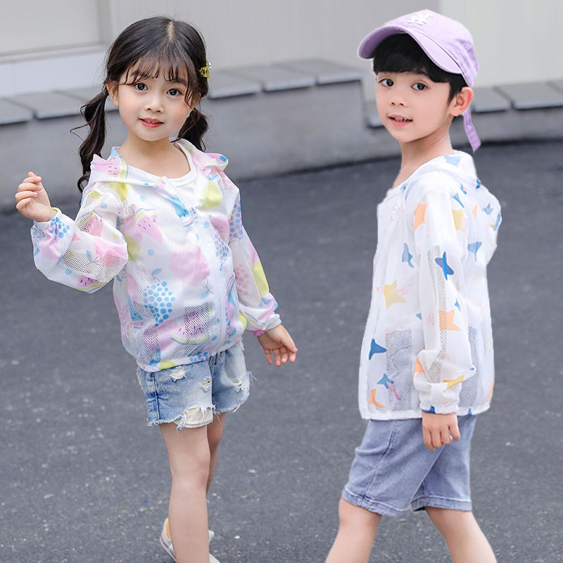 Anti UV Jaket Hoodie Anak Laki-Laki/Perempuan Panas Bahan Breathable Anti UV Jacket