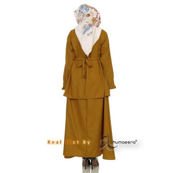 Gamis pns pdh pemda Khaki model setelan baju Seragam syari PNS PDH guru seragam pdlf Khaki Balotelli