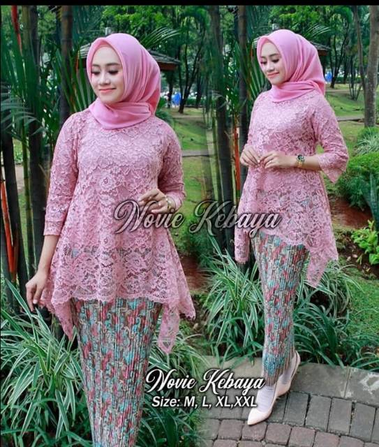 Setelan kebaya bianca / kebaya rinjani mix plisket / kebaya brokat /kebaya bianca-3