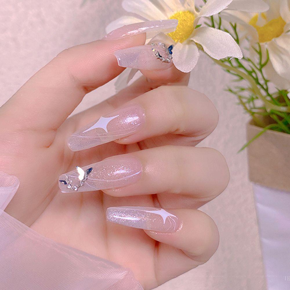 MXBEAUTY Nail Art Berlian Korea Logam Pesona Peri Kupu-Kupu Cahaya Mewah DIY Dekorasi Nail Art