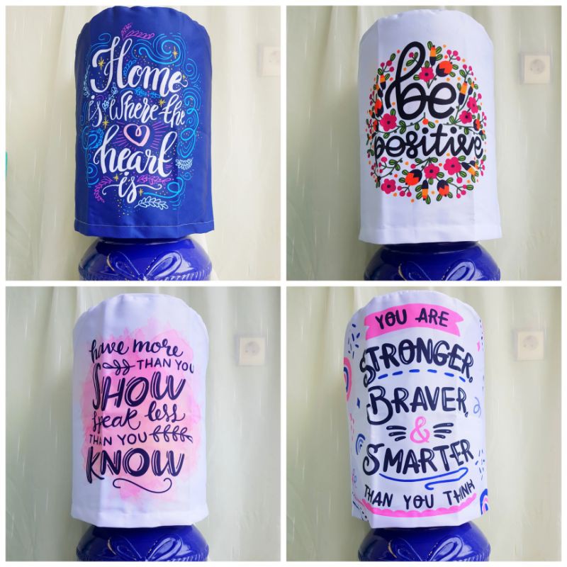 Sarung Galon atau Cover Galon Kanvas Motif Quotes Pekanbaru