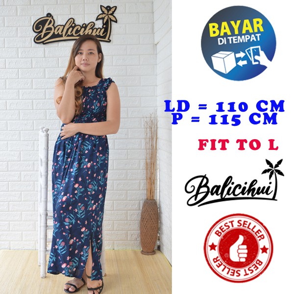 Balicihui Dress Kerut Panjang Dress kasual Dress panjang Wanita