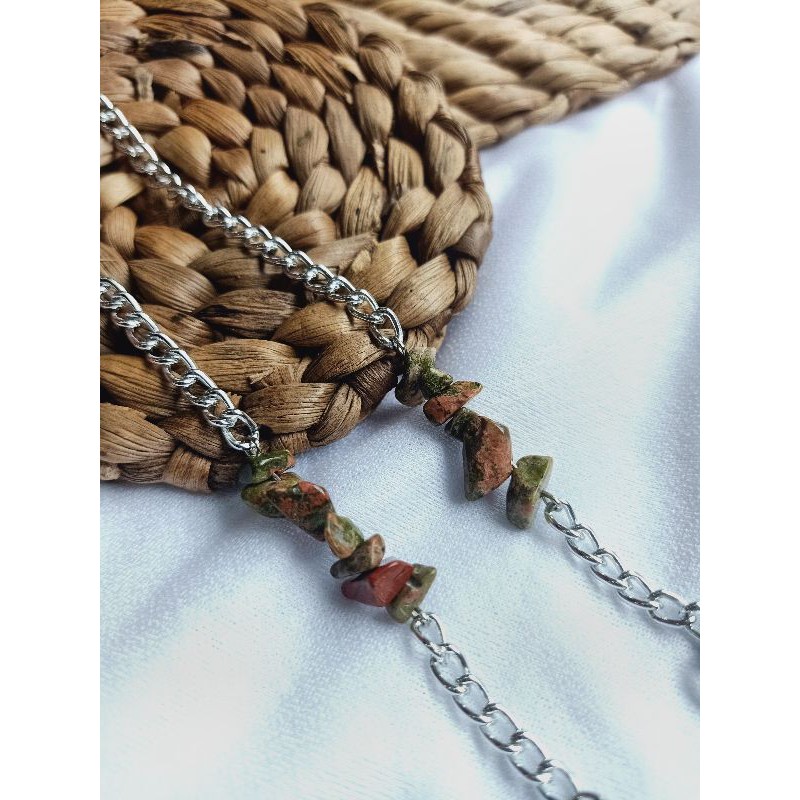 Strap Masker & Strap Kacamata 2in1 / Tali Masker Rantai Silver Batu Pecah