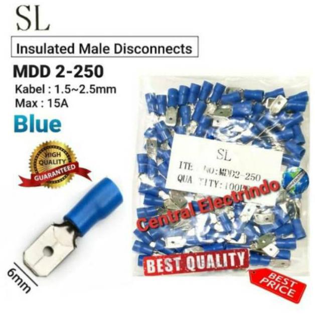 Skun Kabel Insulated Male Disconnects Mdd 2-250 Kabel 1.5~2.5Mm Sl.